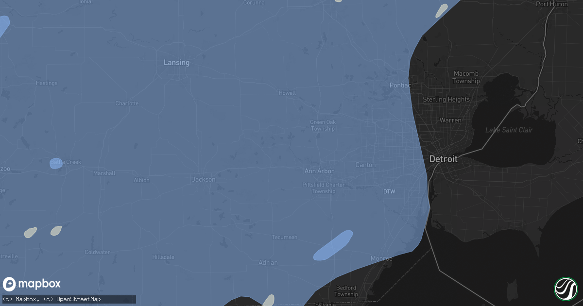 Hail map in Dexter, MI on May 18, 2026