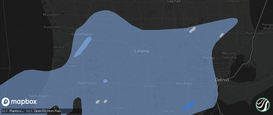 Hail map in Dimondale, MI on May 18, 2026