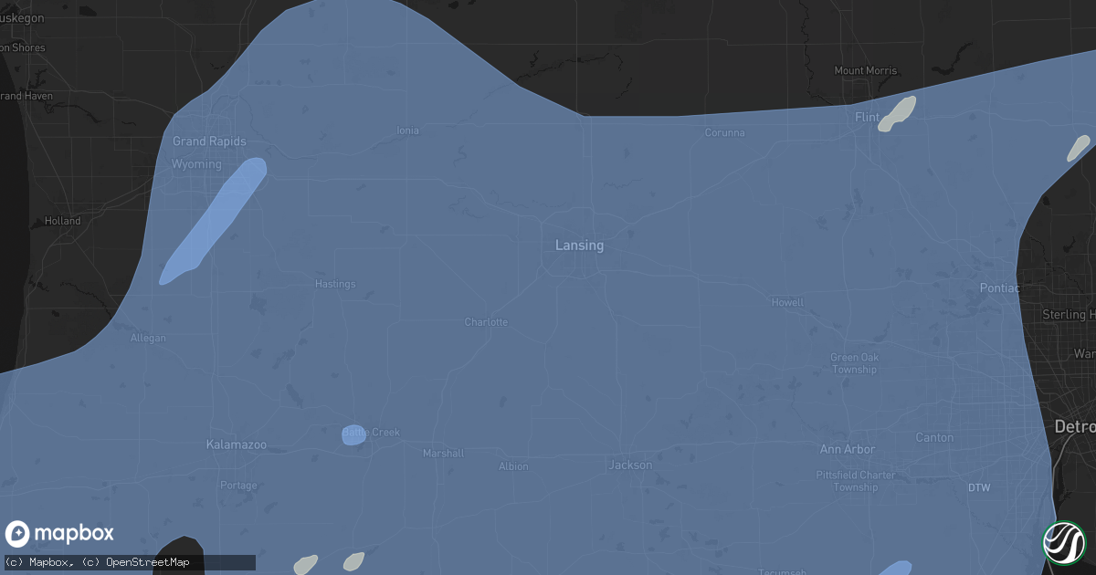 Hail map in Dimondale, MI on May 18, 2026