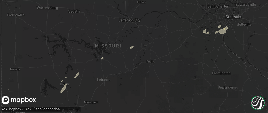 Hail map in Dixon, MO on May 18, 2026