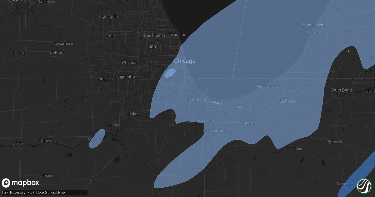Hail map in Dolton, IL on May 18, 2026