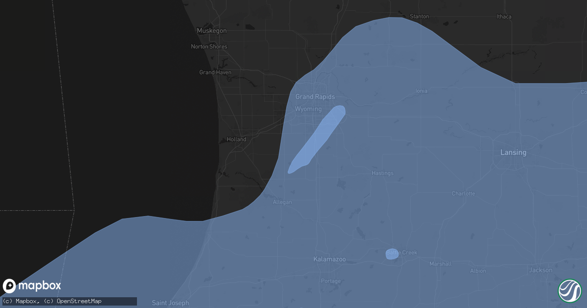 Hail map in Dorr, MI on May 18, 2026
