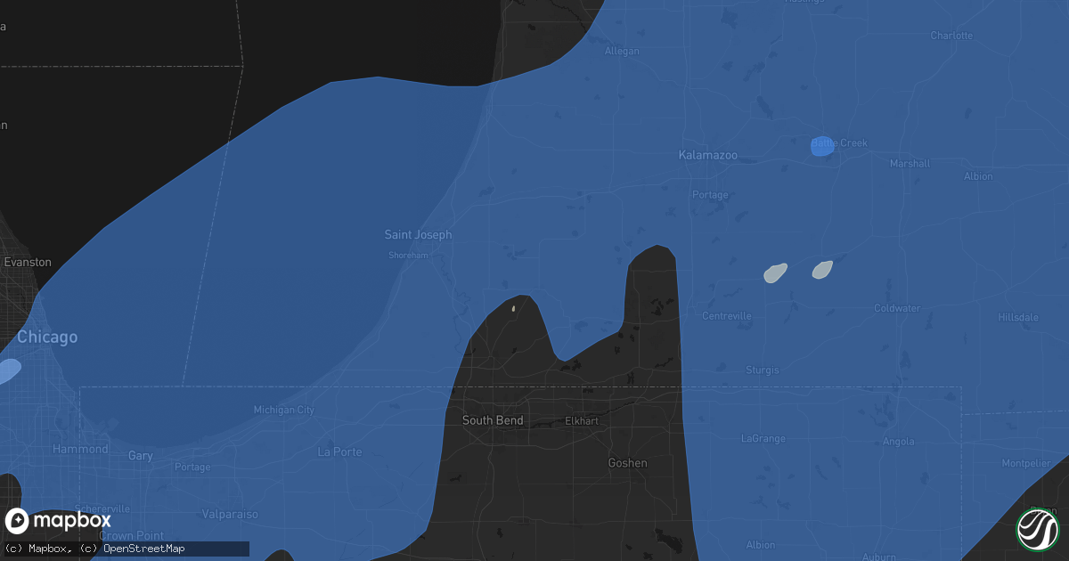 Hail map in Dowagiac, MI on May 18, 2026