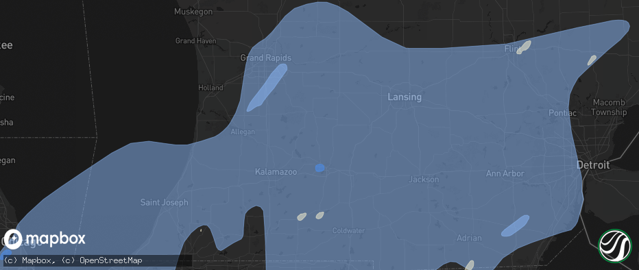 Hail map in Dowling, MI on May 18, 2026