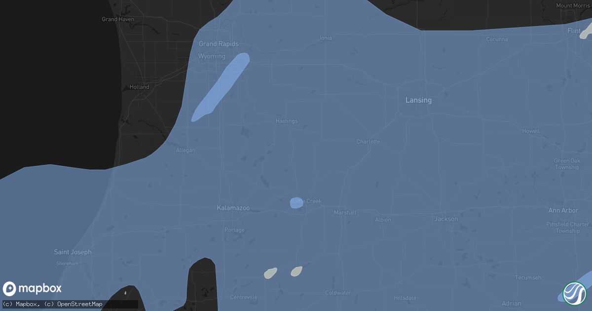 Hail map in Dowling, MI on May 18, 2026