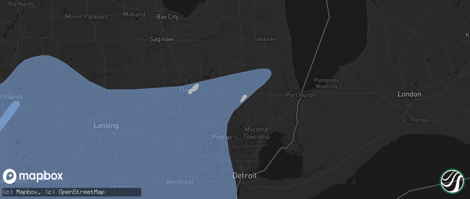 Hail map in Dryden, MI on May 18, 2026