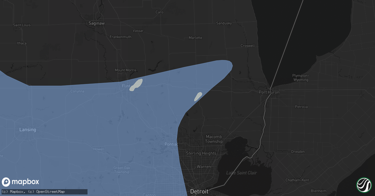 Hail map in Dryden, MI on May 18, 2026