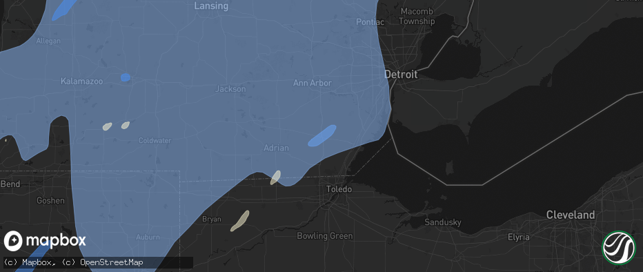 Hail map in Dundee, MI on May 18, 2026