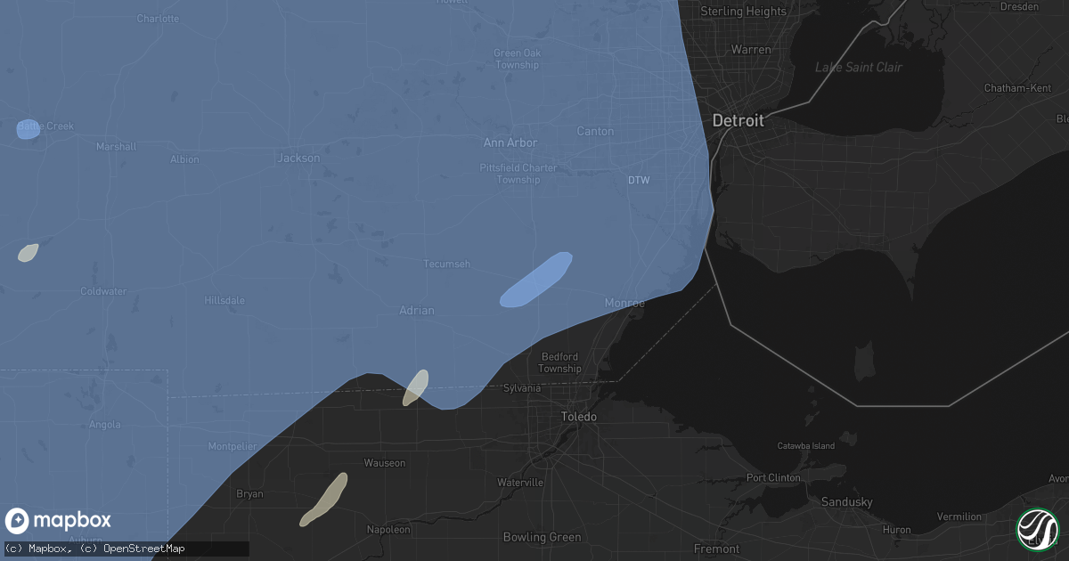 Hail map in Dundee, MI on May 18, 2026