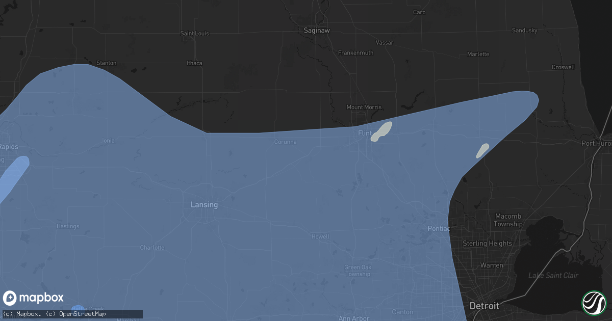 Hail map in Durand, MI on May 18, 2026