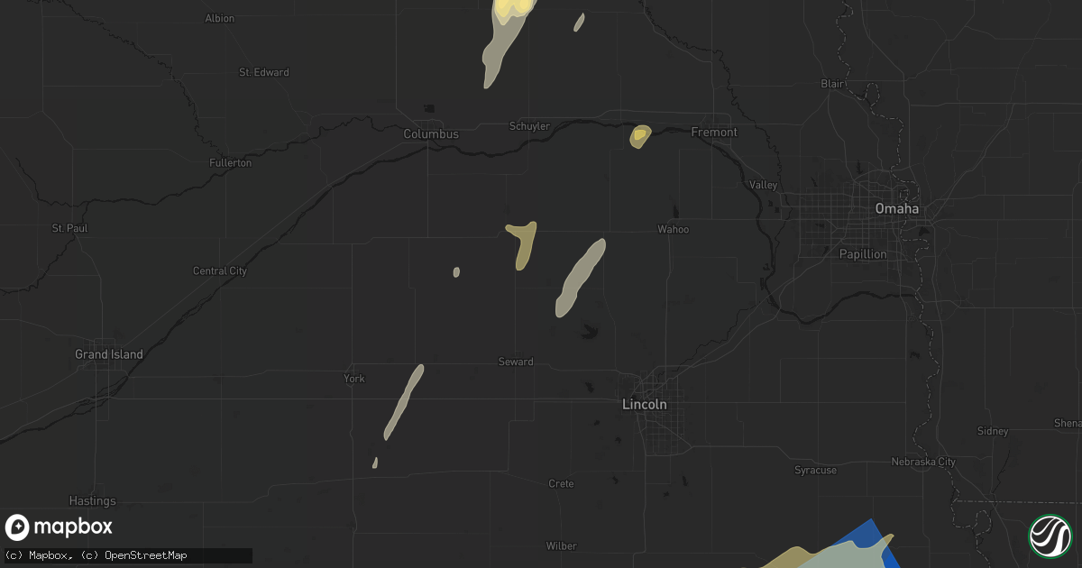 Hail map in Dwight, NE on May 18, 2026