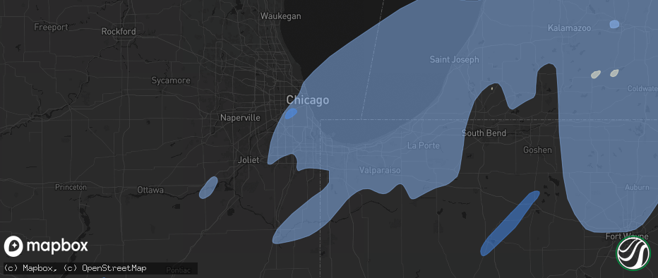 Hail map in East Chicago, IN on May 18, 2026