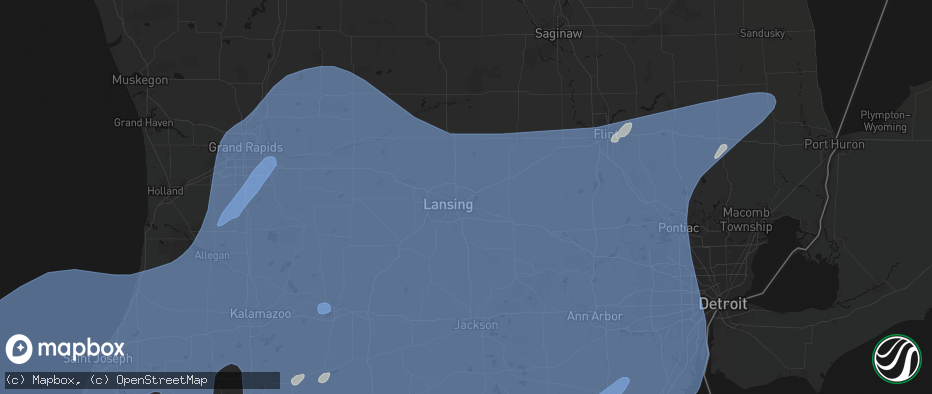 Hail map in East Lansing, MI on May 18, 2026