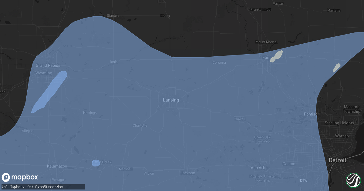 Hail map in East Lansing, MI on May 18, 2026
