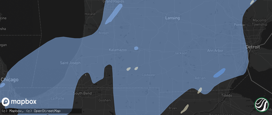 Hail map in East Leroy, MI on May 18, 2026