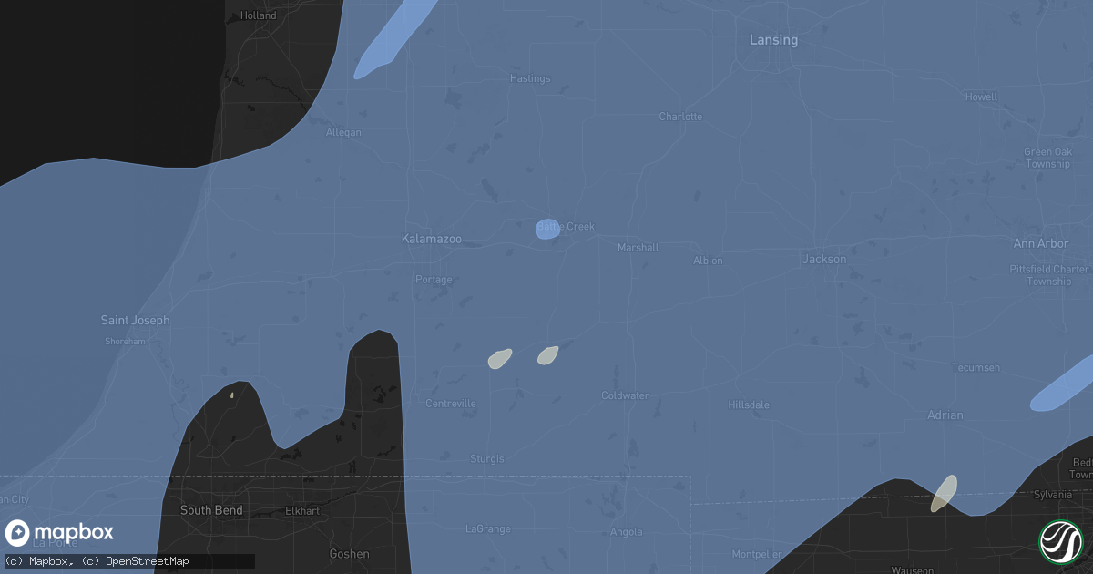 Hail map in East Leroy, MI on May 18, 2026