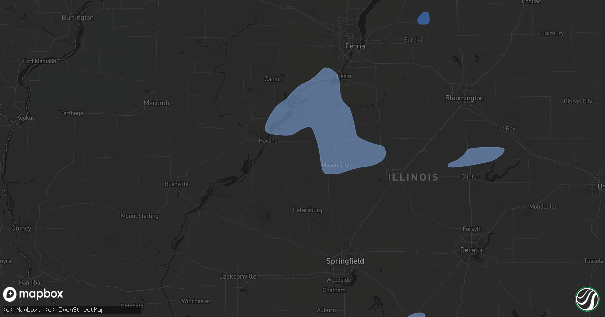 Hail map in Easton, IL on May 18, 2026