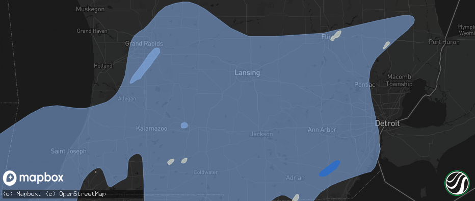 Hail map in Eaton Rapids, MI on May 18, 2026