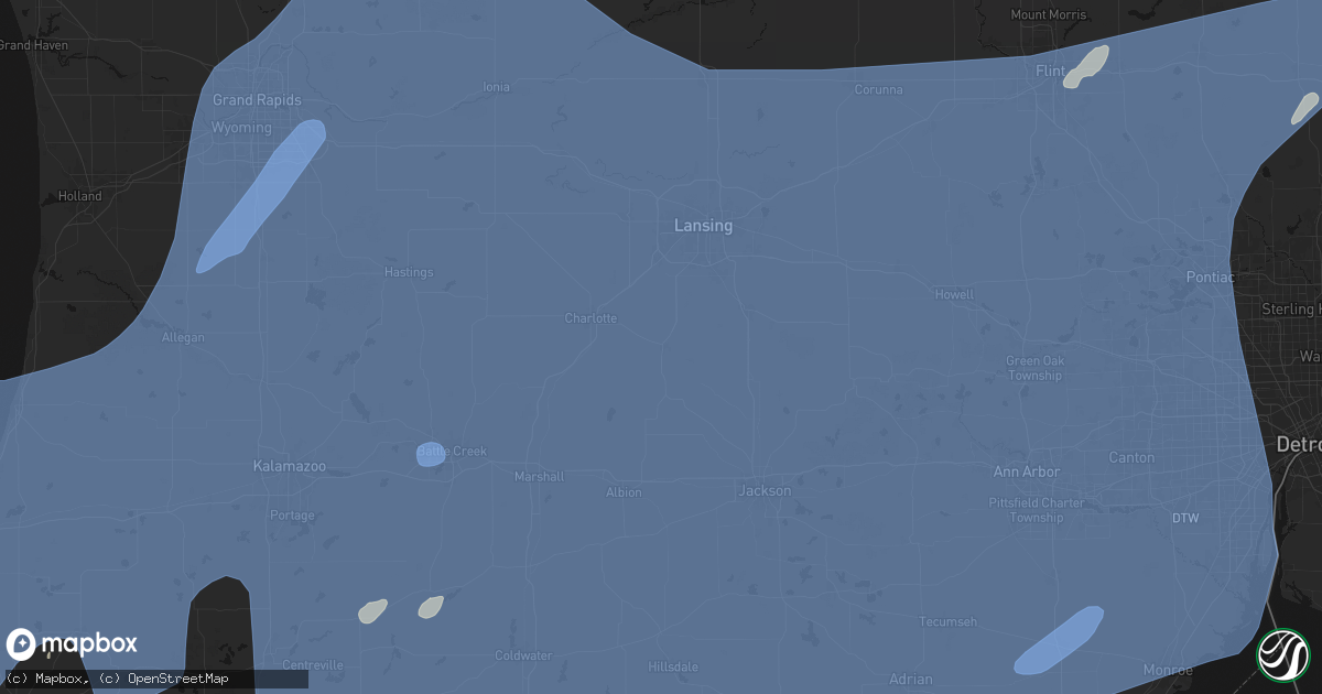 Hail map in Eaton Rapids, MI on May 18, 2026