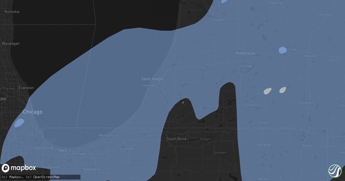 Hail map in Eau Claire, MI on May 18, 2026