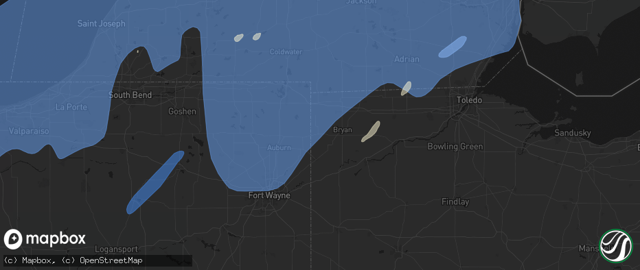 Hail map in Edgerton, OH on May 18, 2026