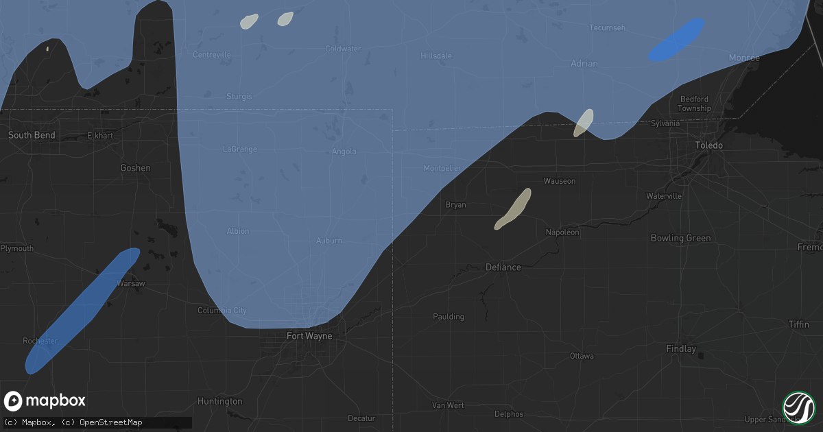 Hail map in Edgerton, OH on May 18, 2026