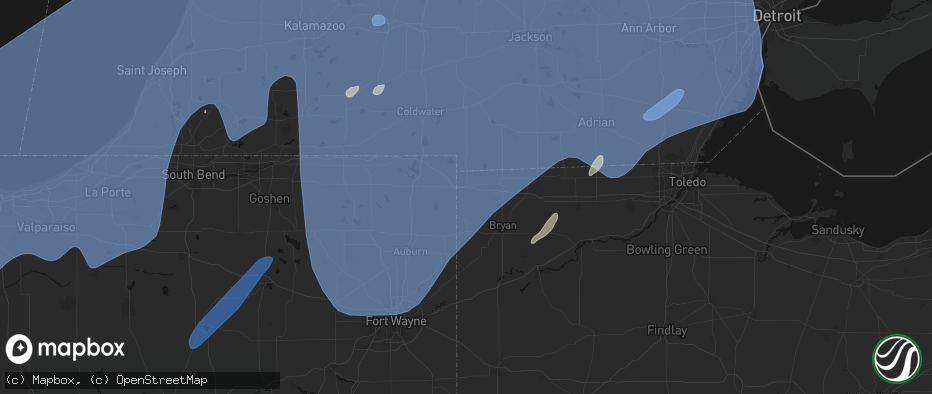 Hail map in Edon, OH on May 18, 2026