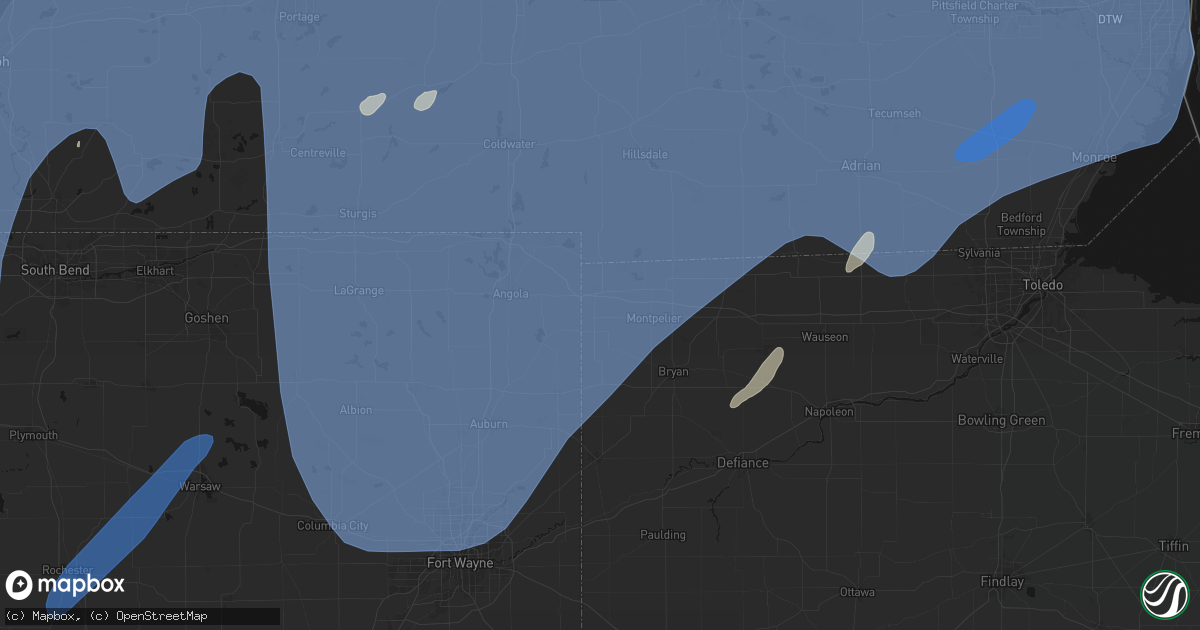 Hail map in Edon, OH on May 18, 2026