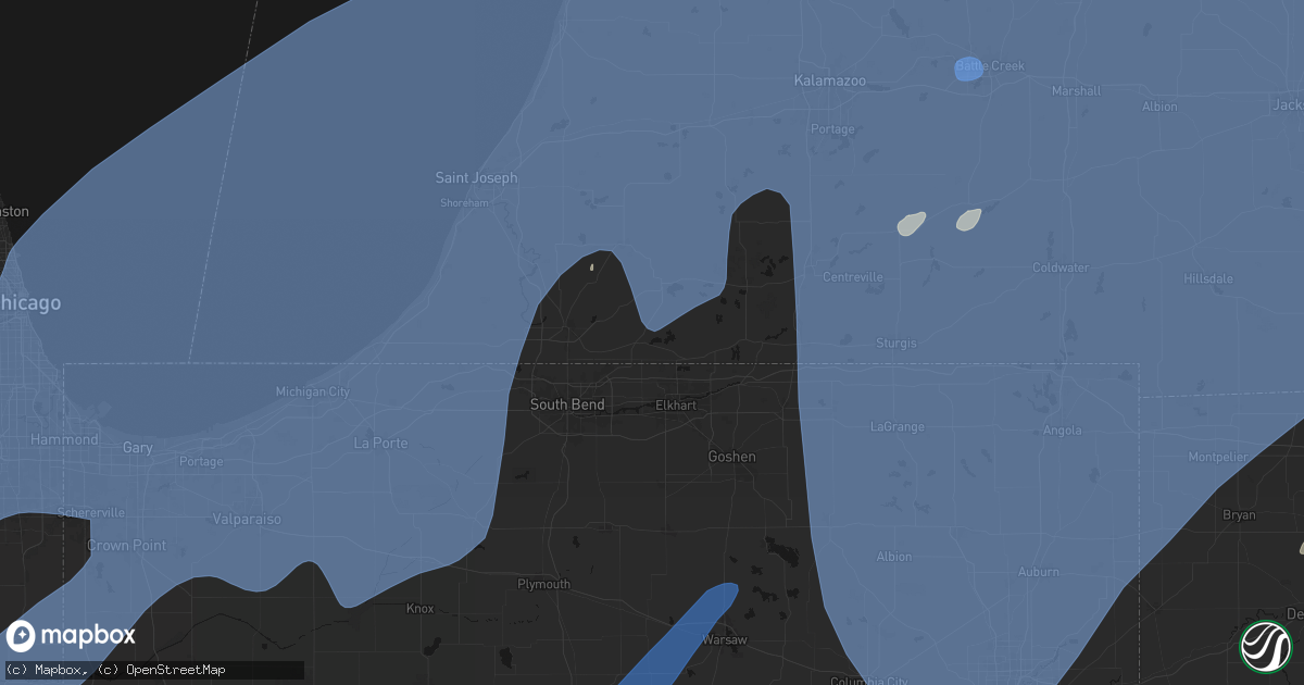 Hail map in Edwardsburg, MI on May 18, 2026