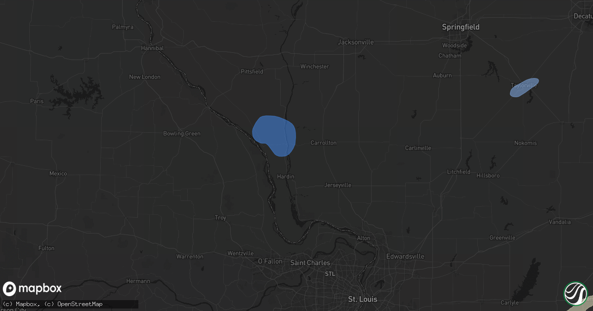Hail map in Eldred, IL on May 18, 2026
