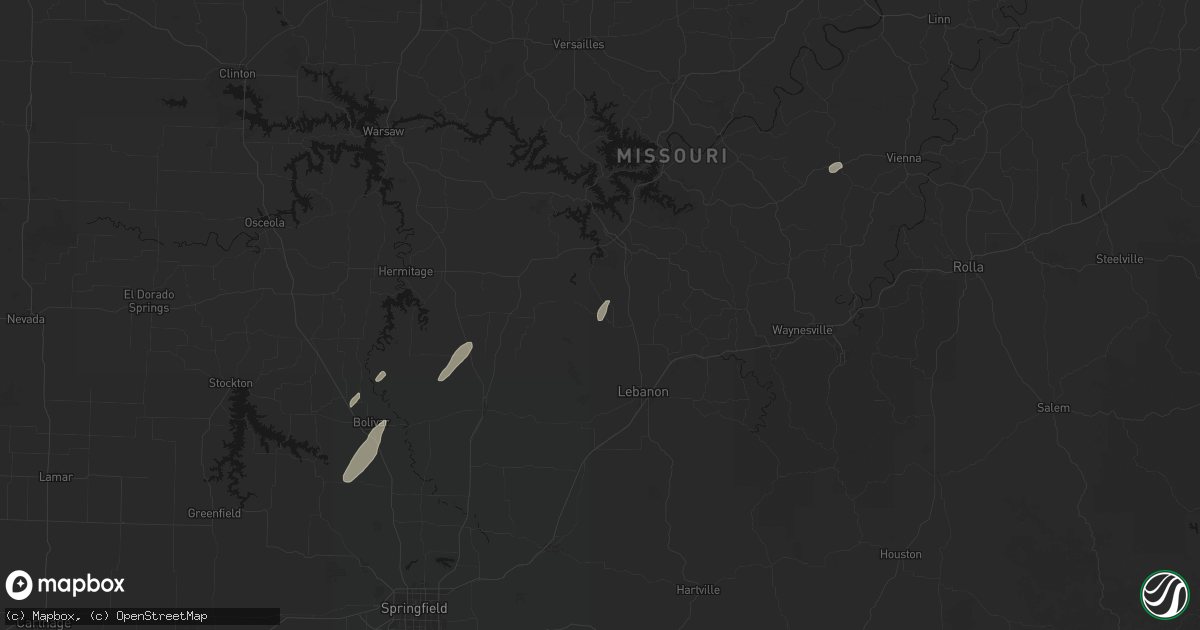 Hail map in Eldridge, MO on May 18, 2026