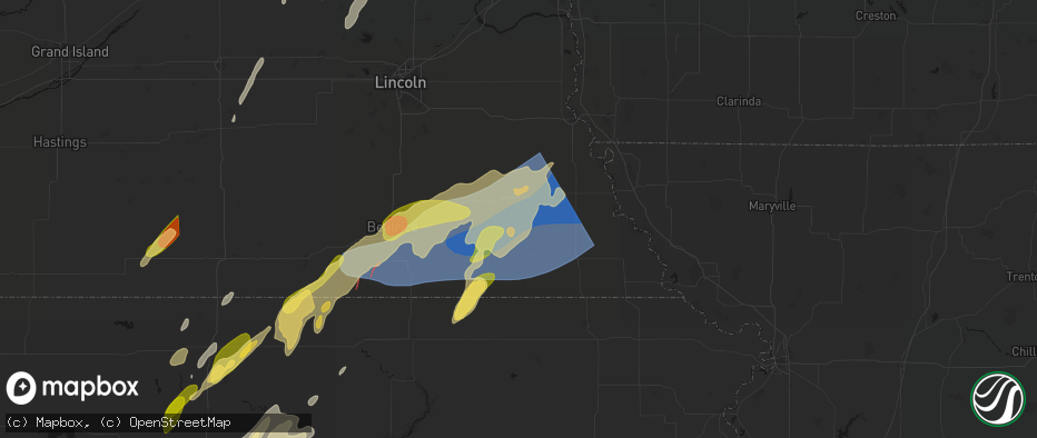 Hail map in Elk Creek, NE on May 18, 2026