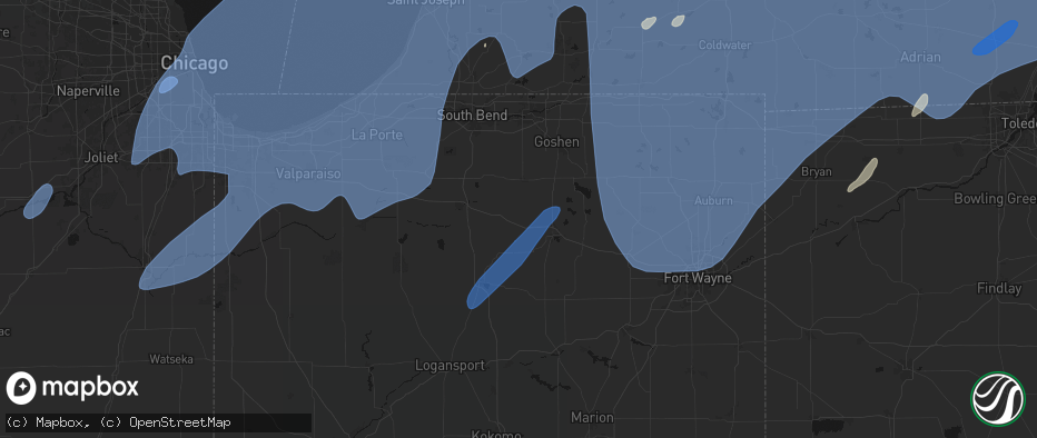 Hail map in Etna Green, IN on May 18, 2026
