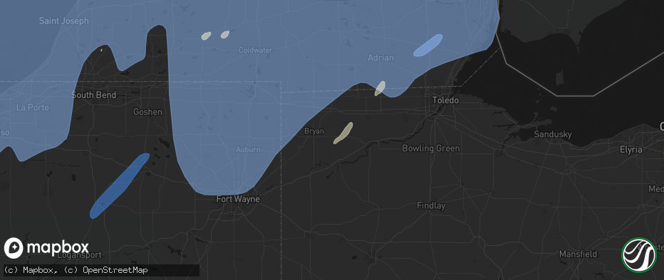 Hail map in Evansport, OH on May 18, 2026