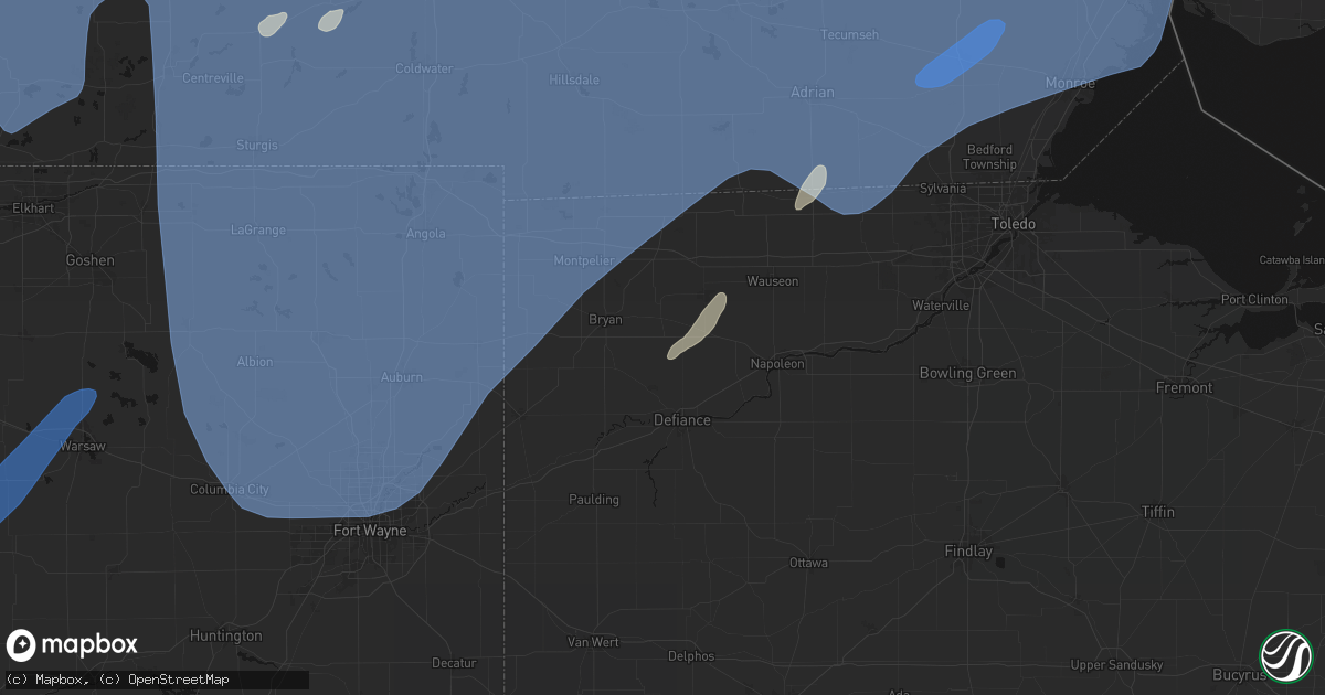 Hail map in Evansport, OH on May 18, 2026