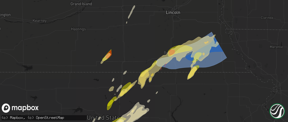 Hail map in Fairbury, NE on May 18, 2026
