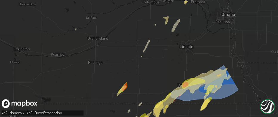 Hail map in Fairmont, NE on May 18, 2026