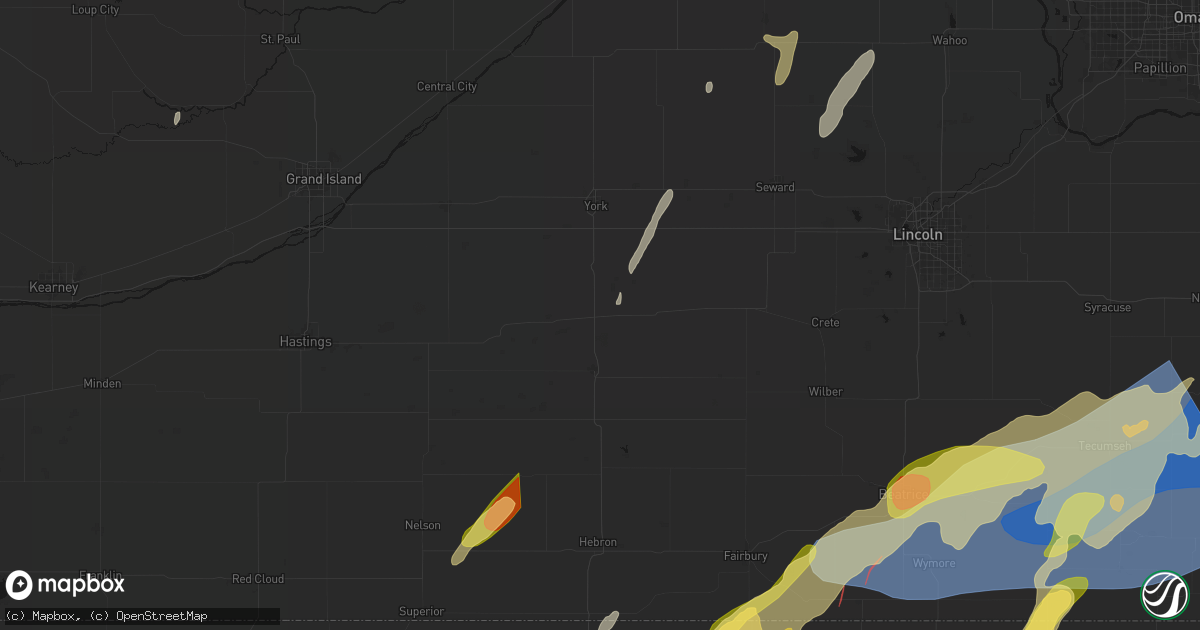 Hail map in Fairmont, NE on May 18, 2026