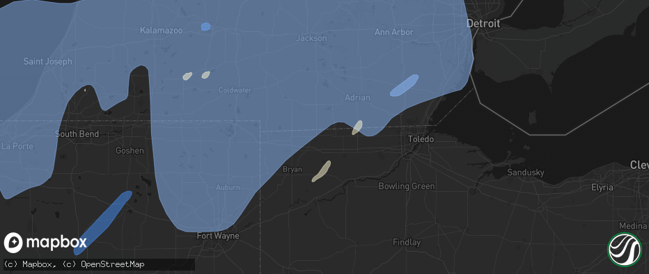 Hail map in Fayette, OH on May 18, 2026