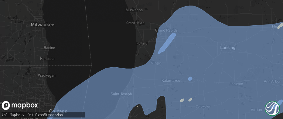 Hail map in Fennville, MI on May 18, 2026