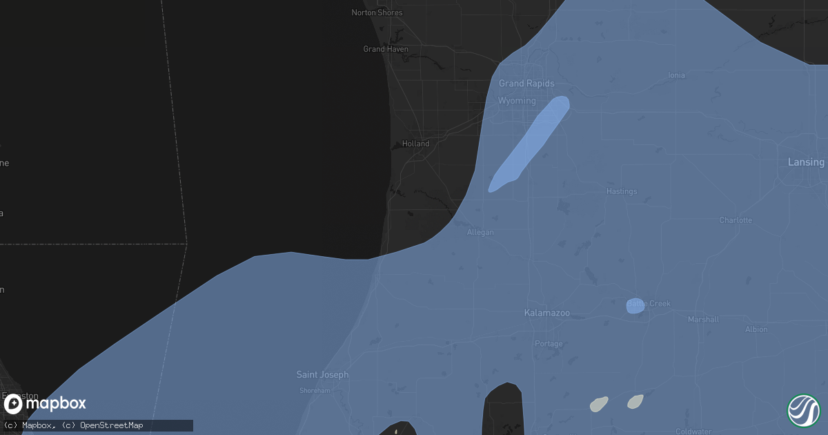 Hail map in Fennville, MI on May 18, 2026