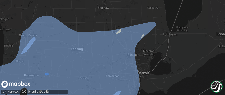 Hail map in Fenton, MI on May 18, 2026