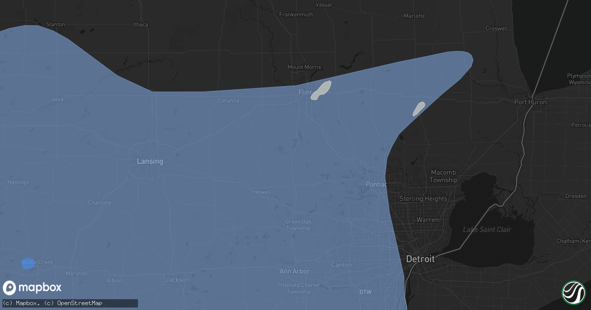Hail map in Fenton, MI on May 18, 2026