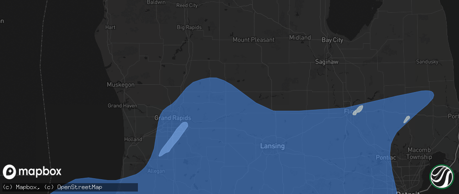 Hail map in Fenwick, MI on May 18, 2026