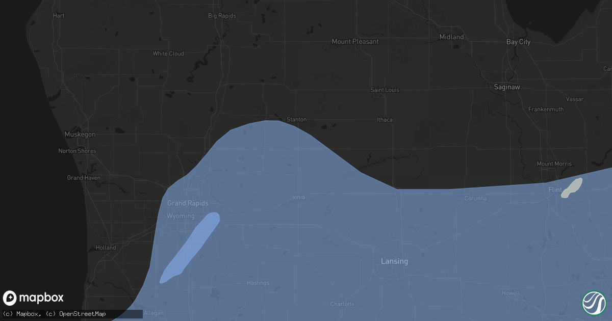 Hail map in Fenwick, MI on May 18, 2026