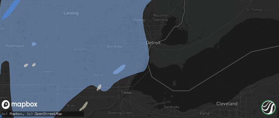 Hail map in Flat Rock, MI on May 18, 2026