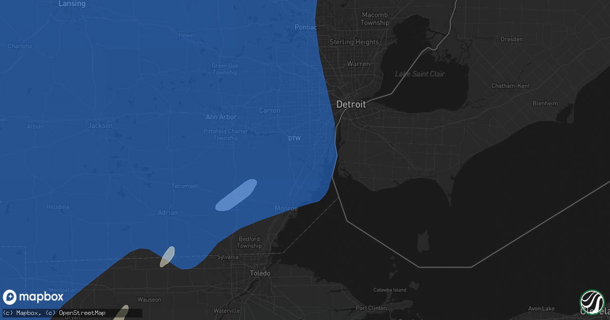 Hail map in Flat Rock, MI on May 18, 2026