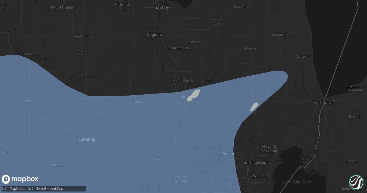 Hail map in Flint, MI on May 18, 2026