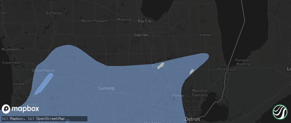 Hail map in Flushing, MI on May 18, 2026