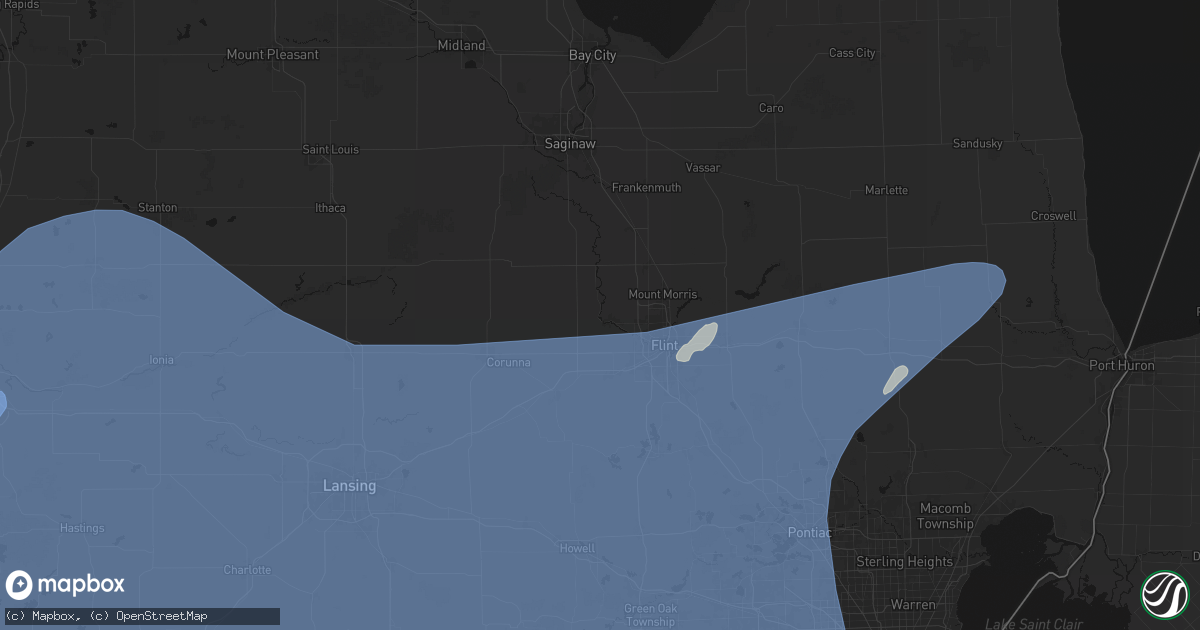 Hail map in Flushing, MI on May 18, 2026